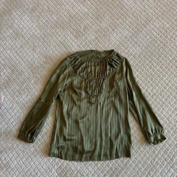 Loeffler Randall Green Silk Blouse Size 0 - Picture 1 of 4